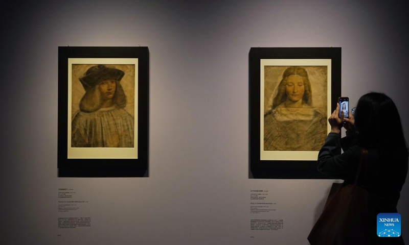This photo taken on Dec. 9, 2023 shows an oil painting of Leonardo da Vinci displayed at Shanghai Museum in Shanghai, east China. The exhibition Who is Leonardo da Vinci? Dialogue between Renaissance and Chinese Painting will open to the public on Dec. 10 and last till April 14, 2024. (Photo: Xinhua)