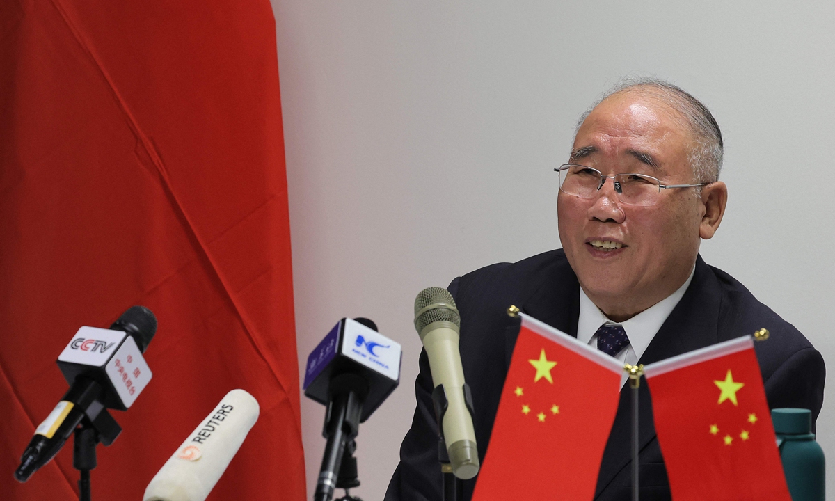 China's special climate envoy Xie Zhenhua gives a press conference at the United Nations climate summit in Dubai on December 9, 2023.Photo: VCG