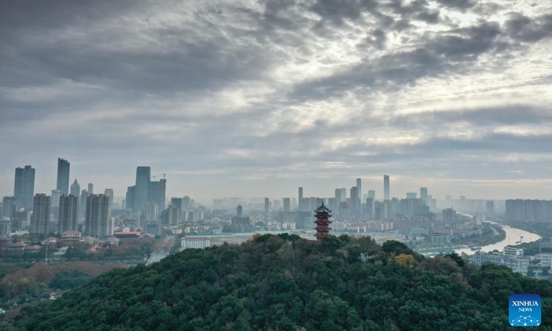 This aerial photo taken on Dec. 9, 2023 shows a view along the Grand Canal in Wuxi, east China's Jiangsu Province. (Photo: Xinhua)