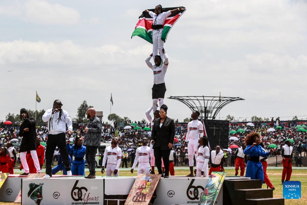 People perform during celebrations to mark the 60th anniversary of Kenya's independence at Uhuru Gardens in Nairobi, Kenya, on Dec. 12, 2023. Kenya's Jamhuri Day or Independence Day, observed on Dec. 12 each year, is one of the most important national holidays in Kenya. Kenya obtained its independence from the United Kingdom on Dec. 12, 1963.(Photo: Xinhua)
