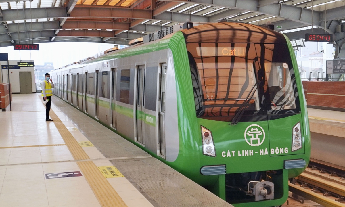 The China-constructed Cat Linh-Ha Dong metro line commenced commercial operation in Hanoi on November 6, 2021. Photo: VCG