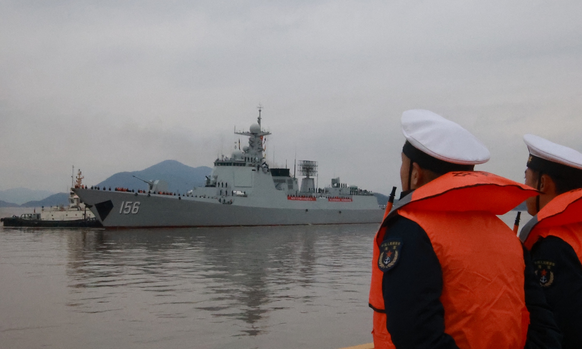 The 44th fleet of the Chinese People's Liberation Army Navy returns from escort missions back to Zhoushan, East China's Zhejiang Province on December 18, 2023. Photo: Xinhua