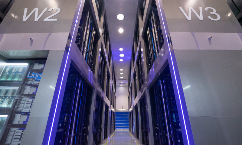 The photo taken on October 12, 2023 shows the server room of the advanced data center in Western (Chongqing) Science City. Photo: VCG