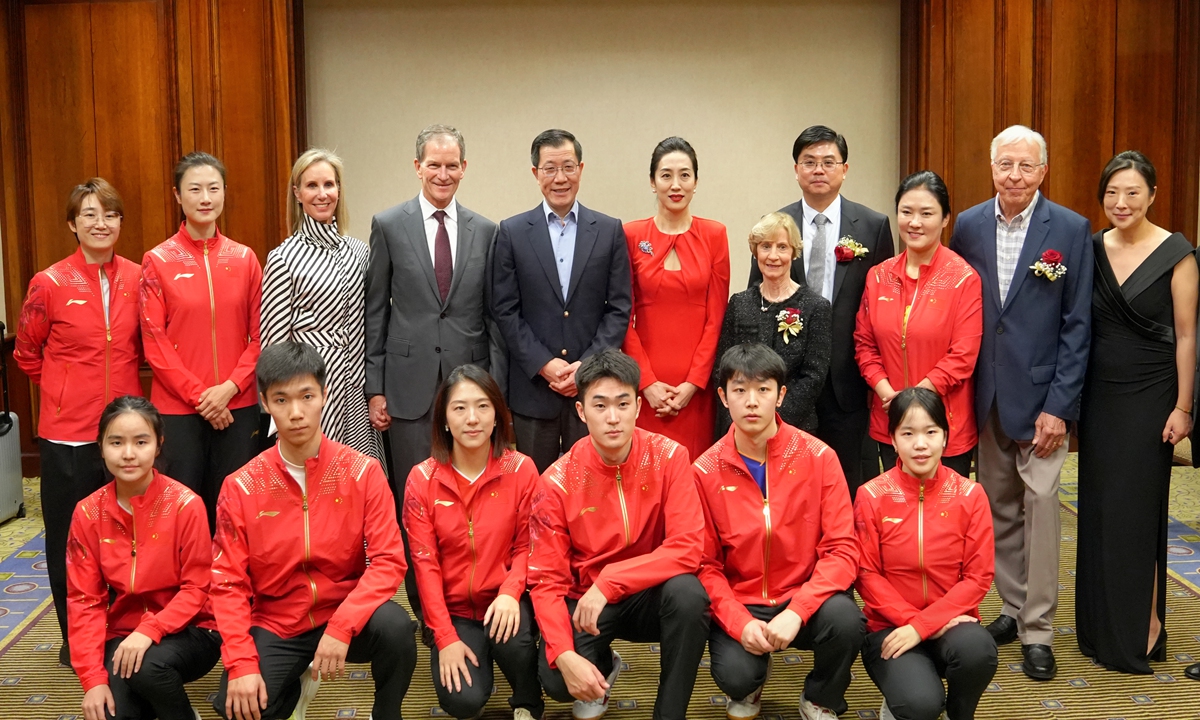 Peking University table tennis team visits the US and participates in friendly games to commemorate the 52th 
anniversary of Ping-Pong Diplomacy on December 15, 2023. Photo: Courtesy of Guo Yasong of Peking University