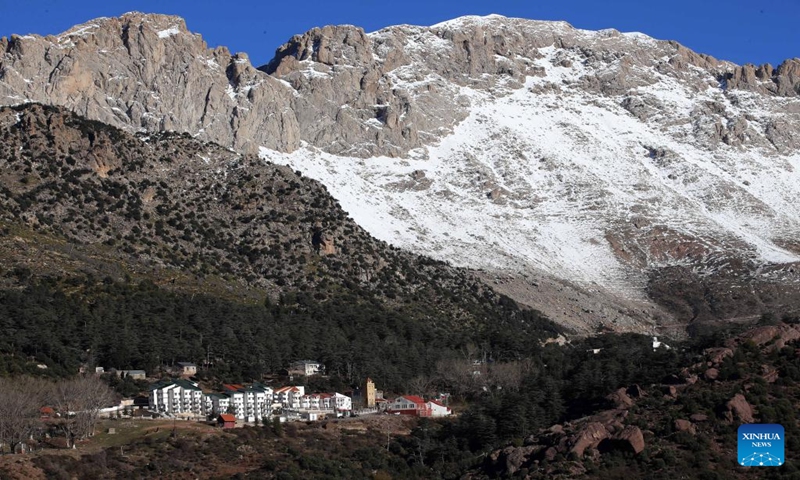 This photo taken on Dec. 24, 2023 shows the snow scenery of Djurdjura mountain in Bouira Province, Algeria. (Xinhua)