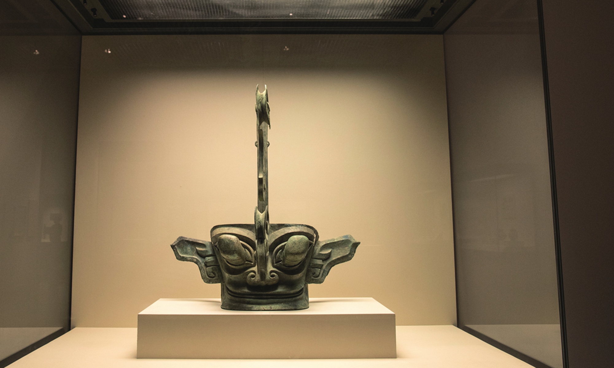 A large-scale bronze head on display at the Sanxingdui Museum Photo: VCG