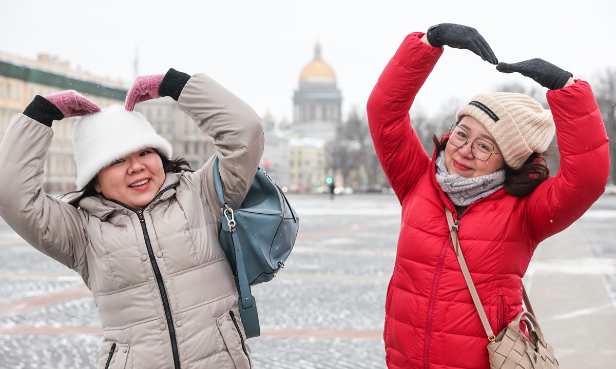 Tourists from China visit Saint Petersburg, Russia on February 26, 2023. Photo: VCG