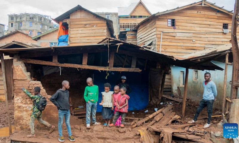 Photo taken on Dec. 27, 2023 shows houses flooded after heavy rains in Bukavu, the capital of South Kivu Province in the eastern Democratic Republic of the Congo (DRC). At least 25 people were killed after heavy rains hit Bukavu overnight Tuesday, local media reported on Wednesday(Photo: Xinhua)