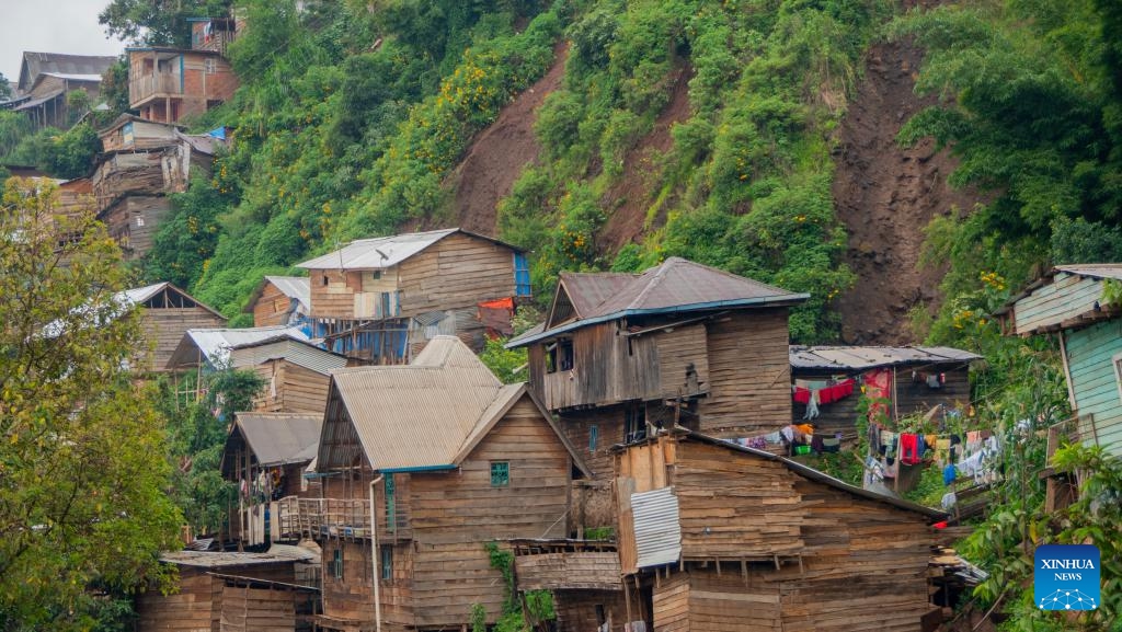 Photo taken on Dec. 27, 2023 shows houses flooded after heavy rains in Bukavu, the capital of South Kivu Province in the eastern Democratic Republic of the Congo (DRC). At least 25 people were killed after heavy rains hit Bukavu overnight Tuesday, local media reported on Wednesday.(Photo: Xinhua)