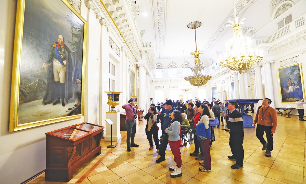 Chinese tourists visit the State Hermitage Museum in St. Petersburg, Russia on February 26, 2023. Photo: VCG