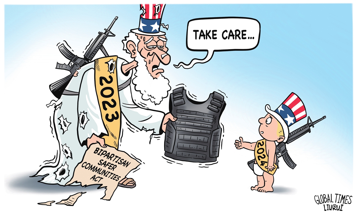 United States of guns. Illustration: Liu Rui/ GT