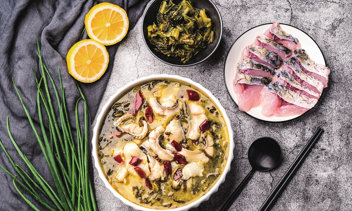 Boiled fish with pickled cabbage and chili, a traditional Chinese dish originated from Chongqing Photo: VCG
