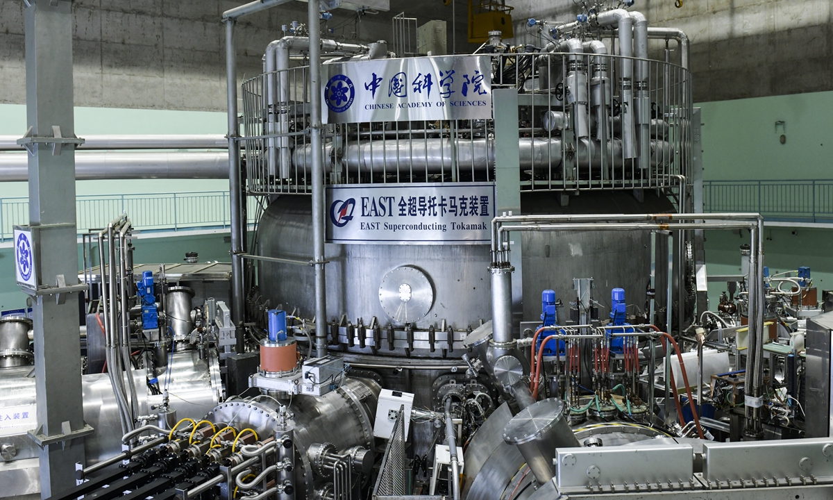 The experimental advanced superconducting tokamak (EAST) achieves a breakthrough in a key step toward building a fusion reactor on April 12, 2023. Photo: VCG