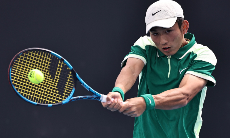Shang Juncheng beats India's Sumit Nagal 2-6, 6-3, 7-5, 6-4 on Thursday night to reach the third round at the Australian Open. Photo: VCG