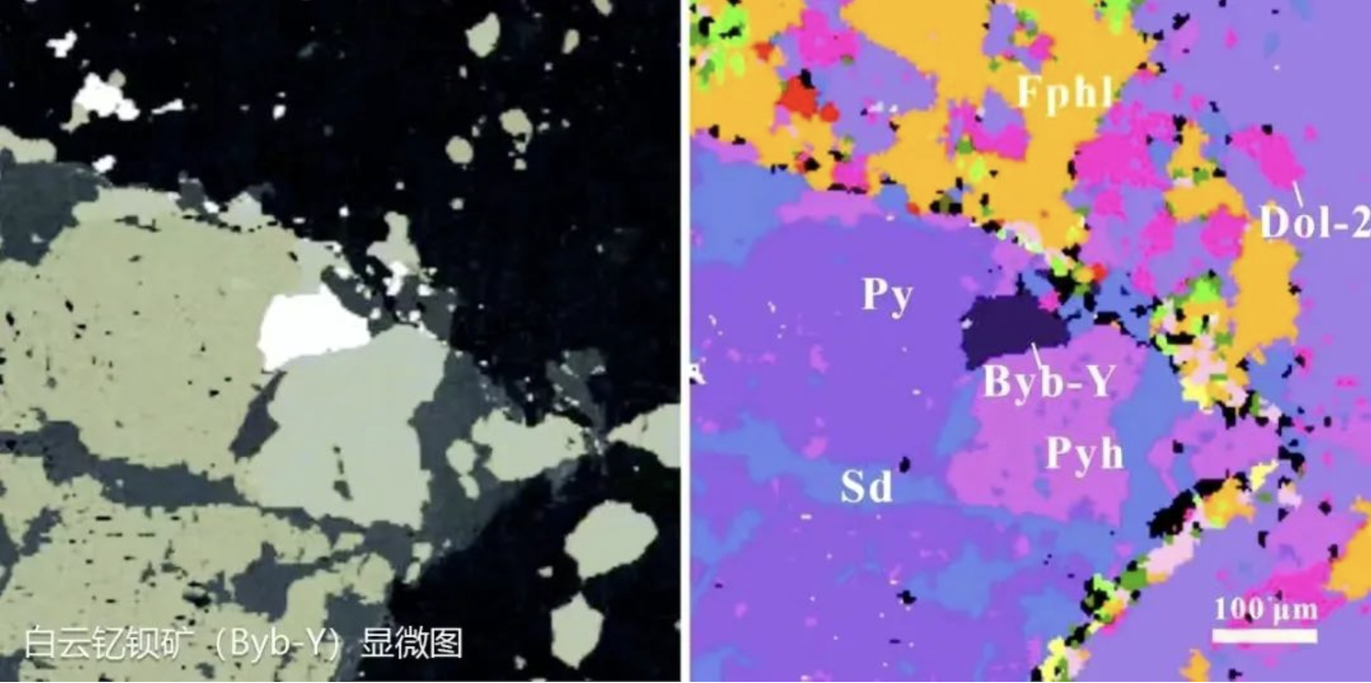 A micrograph of Bayanoboite-Y, a heavy rare earth mineral discovered by Chinese scientists. The discovery was announced on January 11, 2024. Photo: China University of Geosciences 