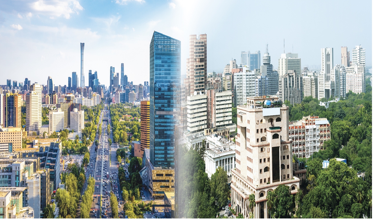 A view of Beijing (left) and New Delhi (right) Photos: VCG