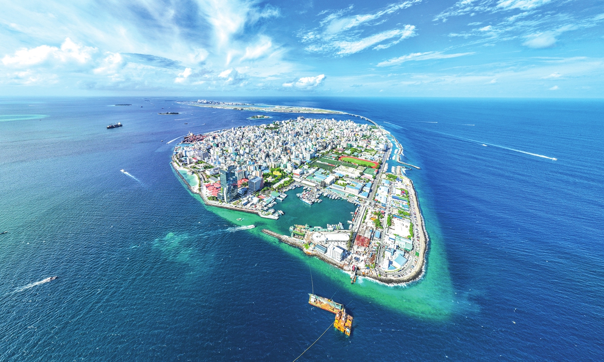 Aerial photo of Maldives' capital city Male Photo: Courtesy of CCCC