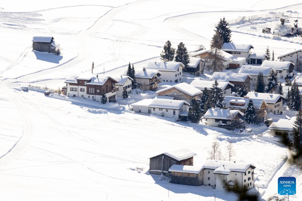 This photo taken on Jan. 16, 2024 shows a view of the snow-covered Davos in Switzerland.(Photo: Xinhua)