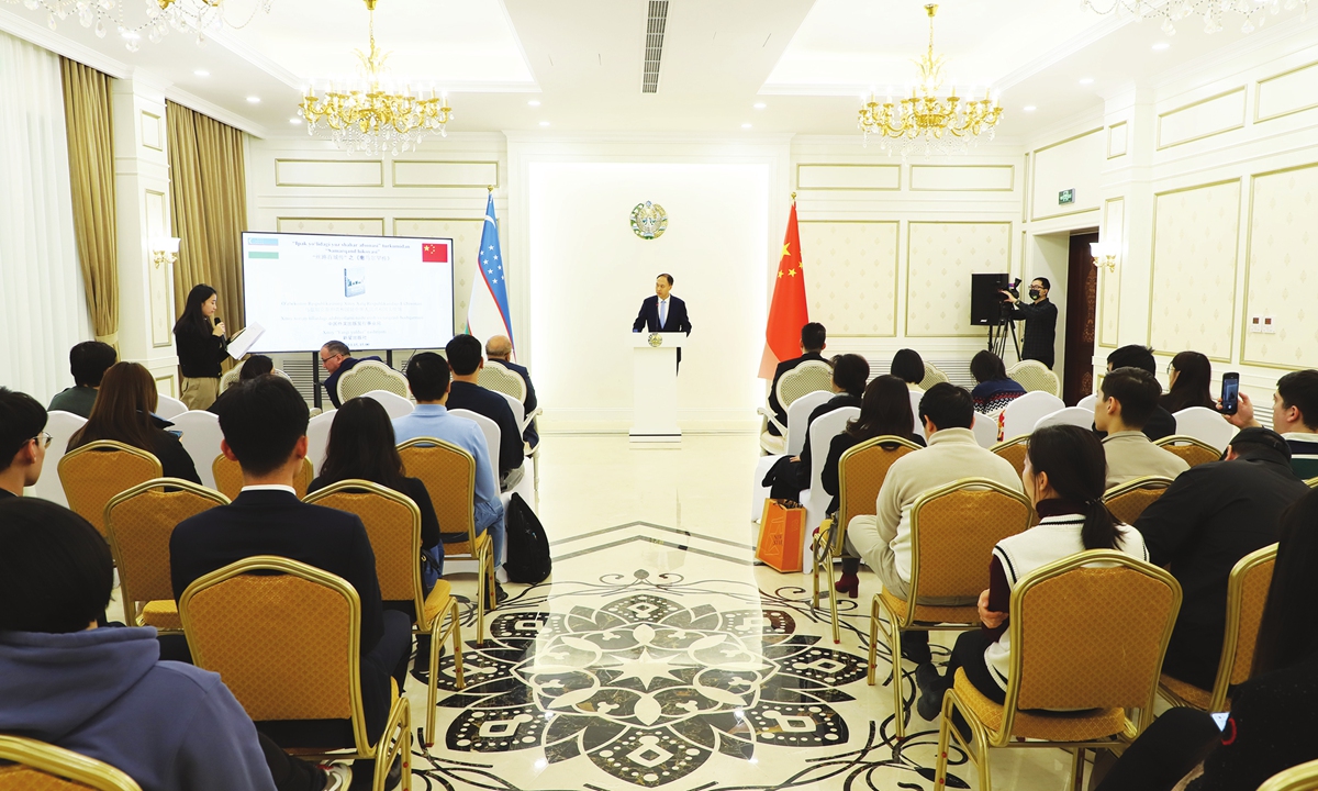 The Embassy of Uzbekistan in Beijing holds a book launch event to introduce Biography of Samarkand, a work presenting history of one of the oldest cities in Central Asia. Photo: Embassy of Uzbekistan in Beijing