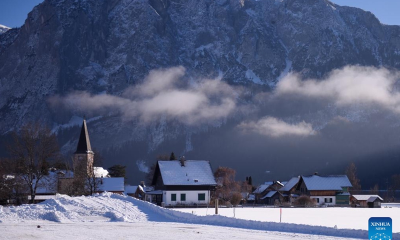 This photo taken on Jan. 20, 2024 shows a view of Altaussee, Austria. Bad Ischl Salzkammergut has been awarded as The 2024 European Capital of Culture. (Xinhua/He Canling)