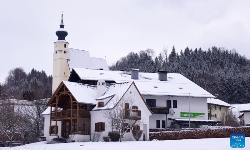 This photo taken on Jan. 19, 2024 shows the snow scenery in Steinbach, Austria. (Xinhua/He Canling)
