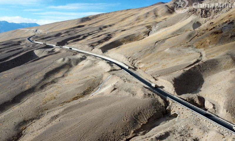 A convoy of military trucks attached to a brigade under the PLA 77th Group Army is en route to the designated training field during a training exercise on February 4, 2024. (eng.chinamil.com.cn/Photo by Huang Wei)