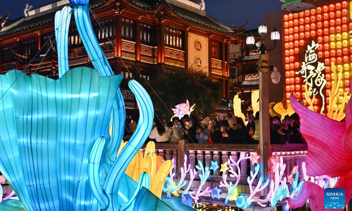 People visit the Yuyuan Garden lantern fair in Shanghai, east China, Jan. 21, 2024.