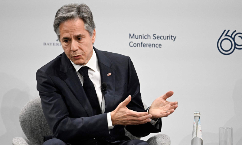 US Secretary of State Antony Blinken takes part in a panel discussion at the Munich Security Conference (MSC) in Munich, southern Germany on February 17, 2024. Photo: VCG