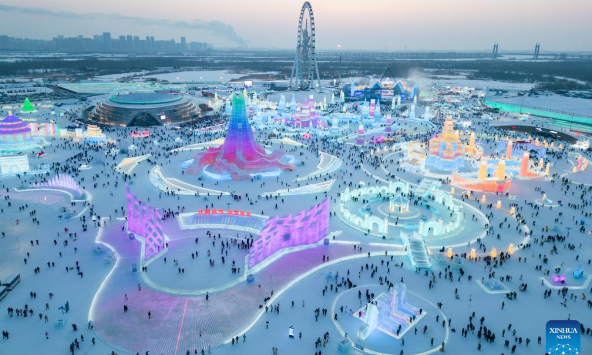 This <strong>quali-pro imidacloprid 0.5g supplier</strong>aerial photo taken on January 5, 2024 shows visitors having fun at the Harbin Ice-Snow World in Harbin, northeast China's Heilongjiang Province. Photo: Xinhua
