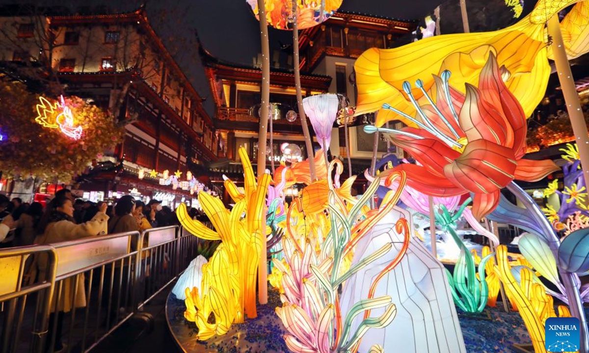 People visit the Yuyuan Garden lantern fair in Shanghai, east China, Jan. 21, 2024.