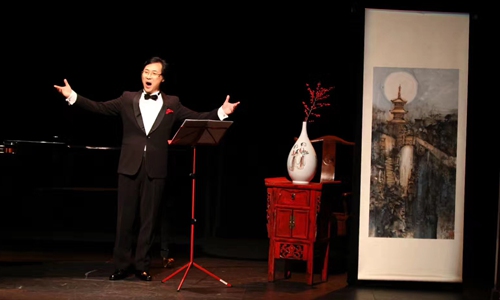 Liao Changyong performs during his Chinese art song concert in Geneva in January 2019. Photo: Courtesy of the Shanghai Conservatory of Music 