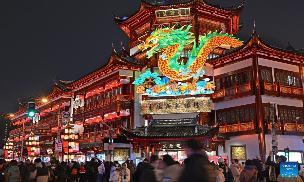 People visit the Yuyuan Garden lantern fair in Shanghai, east China, Jan. 21, 2024.