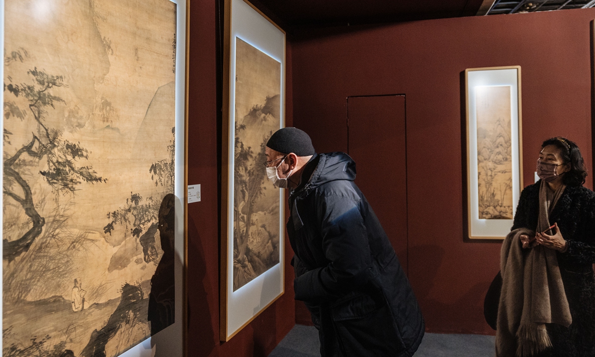 The Thematic Exhibition of Comprehensive Collection of Ancient Chinese Paintings at Beijing World Art Museum. Photo: Li Hao/GT