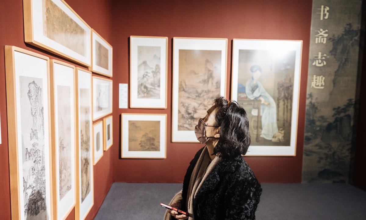 The Thematic Exhibition of Comprehensive Collection of Ancient Chinese Paintings at Beijing World Art Museum. Photo: Li Hao/GT