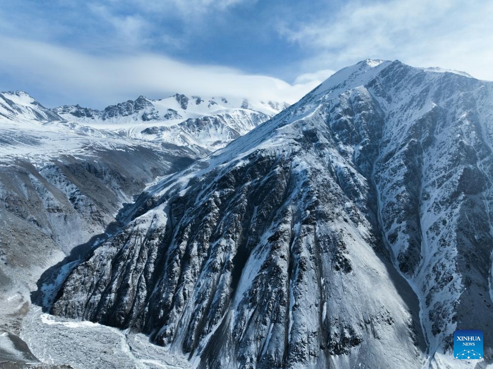 An aerial drone photo shows Mt. Gangshika in Menyuan Hui Autonomous County, northwest China's Qinghai Province, Jan. 23, 2024(Photo: Xinhua)