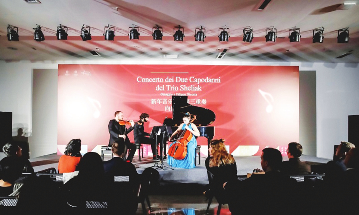 The artists perform at the New Year piano trio in Chongqing, organized by the Italian Consulate General in Chongqing. Photo: Courtesy of Italian Consul General in Chongqing