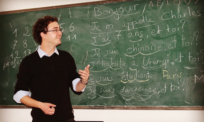 Bezancon Charles Tim is teaching French. Photo: Courtesy to Tim
