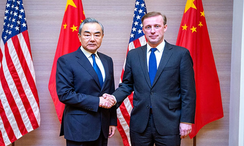 Senior Chinese and US diplomats Wang Yi and Jake Sullivan meet in Bangkok, Thailand. Photo: Chinese Foreign Ministry 
