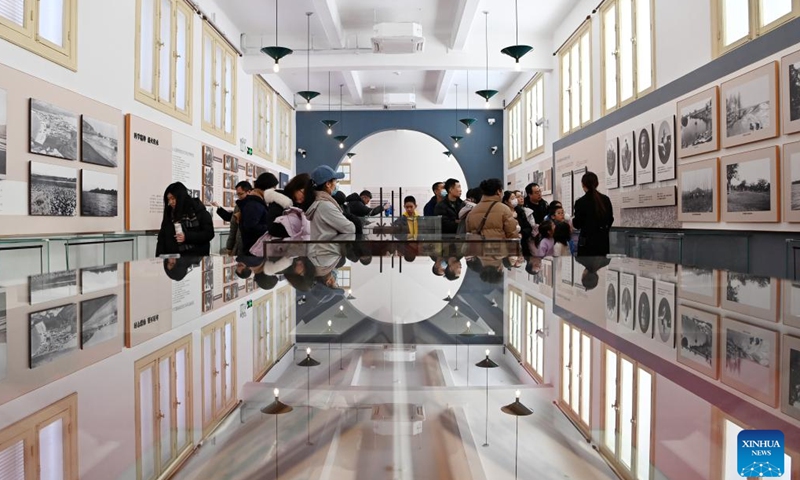 Tourists view exhibits at the Beijiang Museum in north China's Tianjin Municipality, Jan. 27, 2024.The century-old Beijiang Museum was founded by French Catholic Jesuit priest and naturalist Paul Emile Licent in 1914 when it was among the finest museums in the world and the accolades continued into the 1920s and 1930s. The museum has collected more than 200,000 specimens of animals, plants, ancient humans, rocks and minerals. (Xinhua/Li Ran)