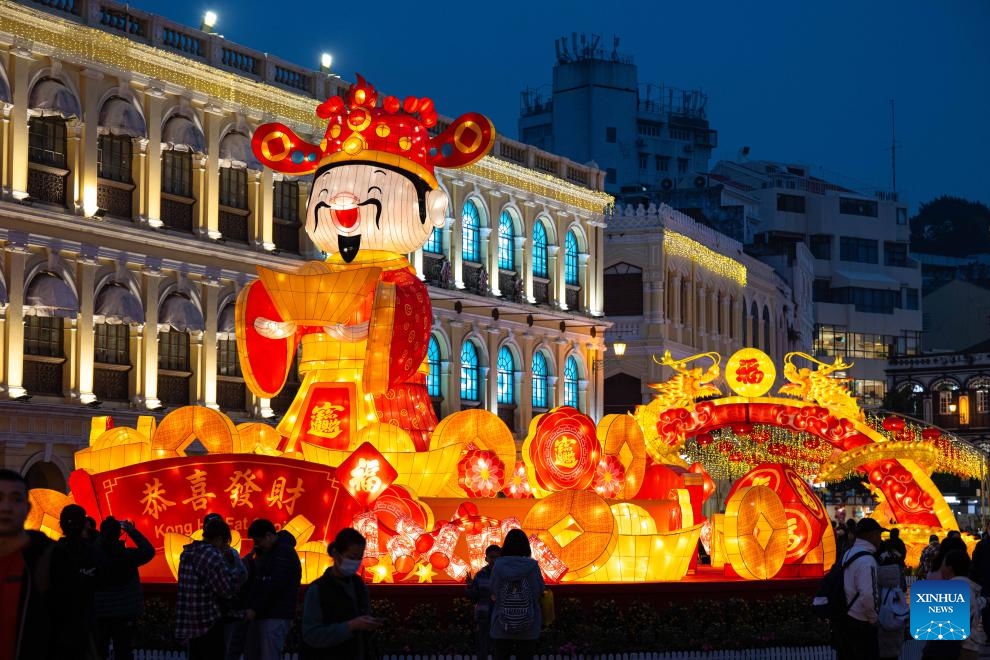 Light decorations are seen ahead of the Chinese Lunar New Year in south China's Macao, Jan. 29, 2024.(Photo: Xinhua)