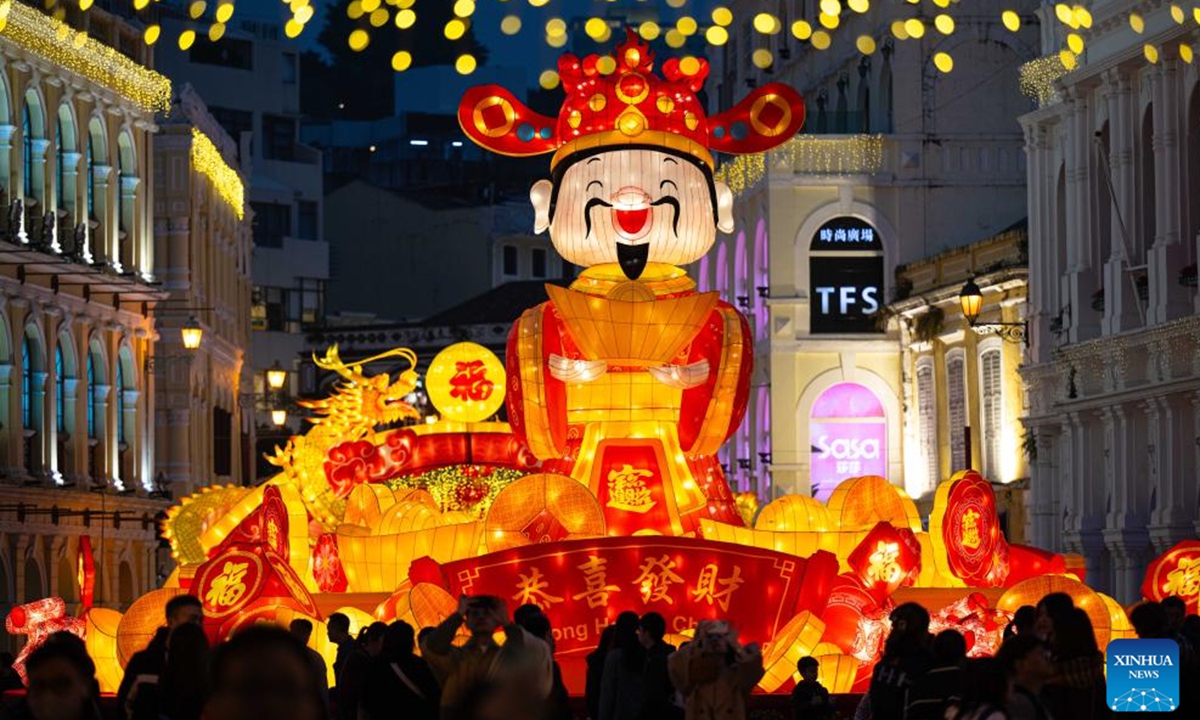 Light decorations are seen ahead of the Chinese Lunar New Year in south China's Macao, Jan. 29, 2024.(Photo: Xinhua)