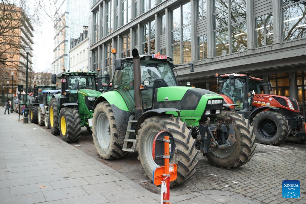 Belgian farmers participate in protests in Brussels Global Times