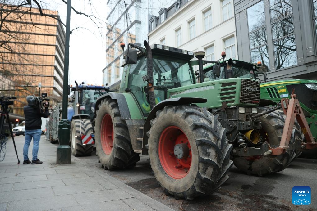 Belgian farmers participate in protests in Brussels Global Times