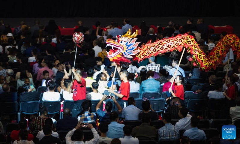 People perform dragon dance during the 2024 Happy Chinese New Year Gala in Pretoria, South Africa, Jan. 29, 2024.(Photo: Xinhua)