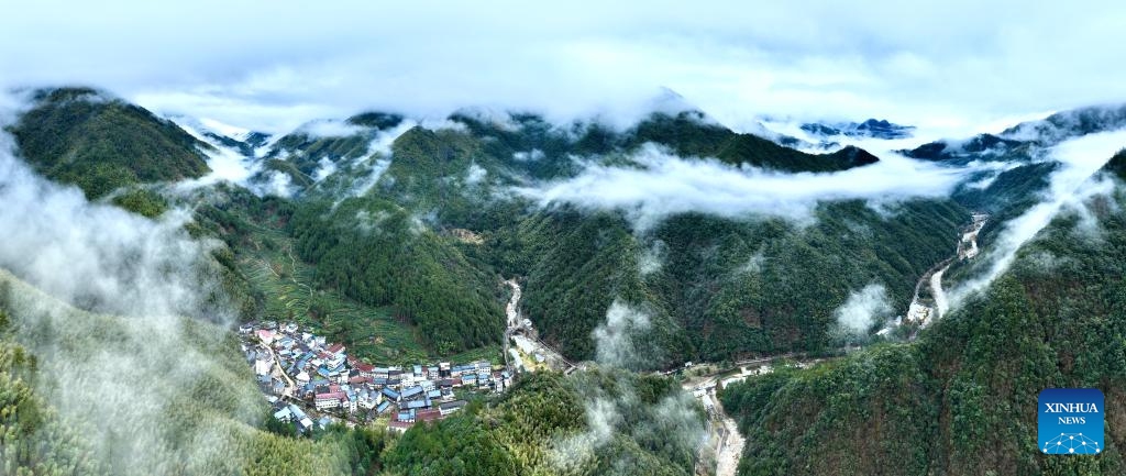 An aerial panoramic photo taken with a drone on Jan. 30, 2024 shows the scenery at the Wuyishan National Park, southeast China's Fujian Province.(Photo: Xinhua)