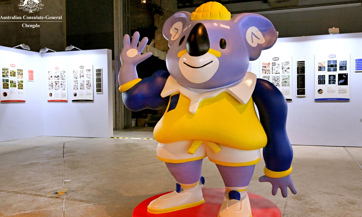 The comics exhibition's mascot Photo: Courtesy of the Australian Embassy in China