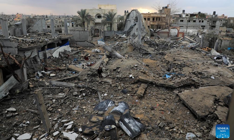This photo taken on Jan. 27, 2024 shows the rubble in the southern Gaza Strip city of Rafah. (Photo: Xinhua)