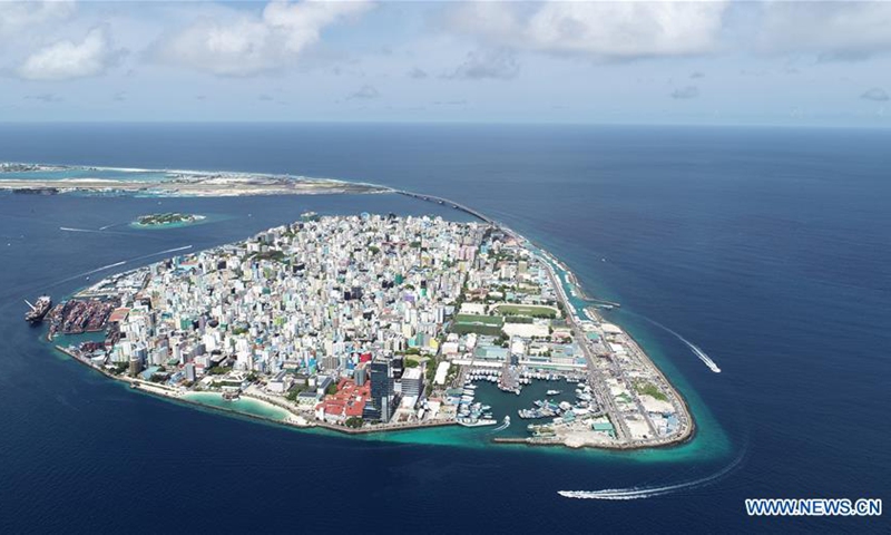 Aerial photo taken on Sept 1, 2019 shows the panoramic view of Male, capital of Maldives. Photo: Xinhua