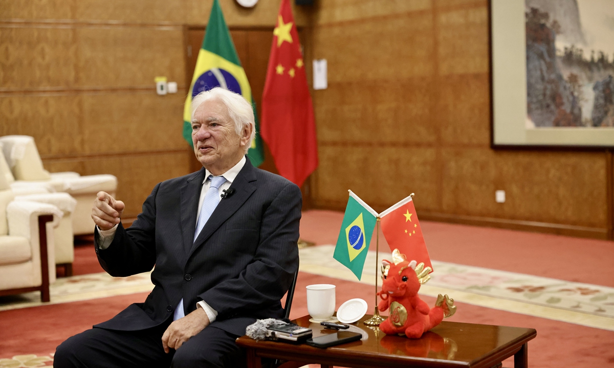 Jose Raimundo Coelho, ex-president of the Brazilian Space Agency, takes questions from media in Beijing on February 5, 2024. Photo: Deng Xiaoci/GT