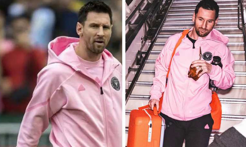 Left: Messi in Hong Kong. Right: Messi arrives in Japan. 